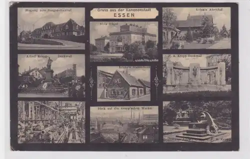 94497 AK Gruss de la ville canonique d'Essen, Krupp-Mémoire, Maison-mère & Oeuvres 1913