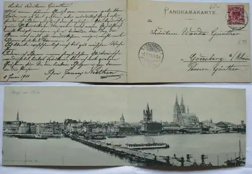 98632/2fach Klapp Ak Gruß aus Köln am Rhein Panorama 1900