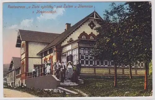 37376 Ak Restaurace 'U Zlaté Vyhlidky' pod Zalém u Jilemnice v Krokonosich 1914