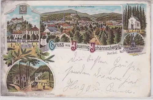49044 Ak Lithographie Salutation de Jauernig Johannesberg Oest.Silésie 1908