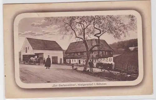 81439 Ak Hielgersdorf in Böhmen 'Zur Gardermühle' vers 1930