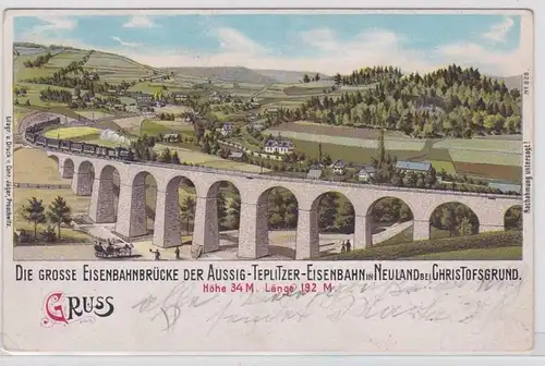 82014 Ak Lithographie Salutation du grand pont ferroviaire en Neuland 1907