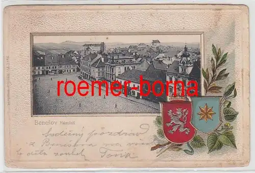 83843 geprägte Ak Benešov námestí 1907