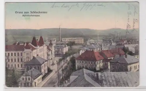 89032 Ak Gruß aus Schluckenau Šluknov Bahnhofstrasse 1912