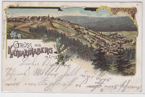 90307 Ak Lithographie Salutation de Catherineberg Hora Svaté Kateriny dans l'Archive 1901