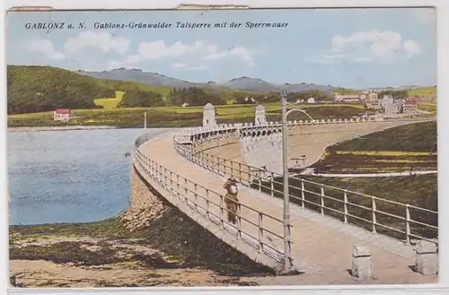 91264 Ak Gablonz a.N. GABlonze Verrouillage de la forêt verte avec le mur de barrage 1925