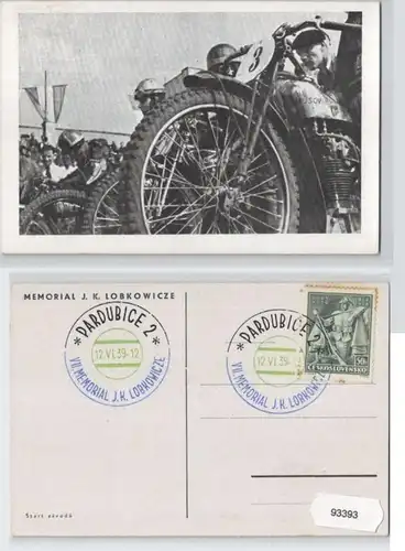 93393 Ak Motorradrennen Pardubice VII.Memorial J.K. Lobkowicze 1939