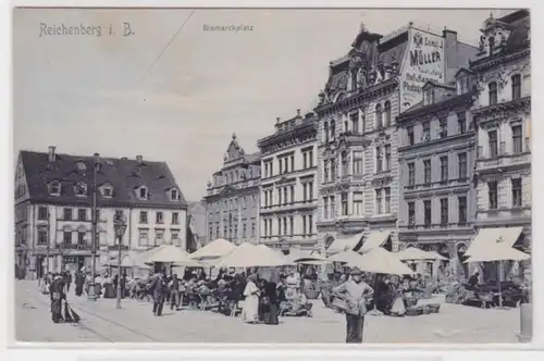 95899 Ak Reichenberg en Bohême Bismarckplatz vers 1915
