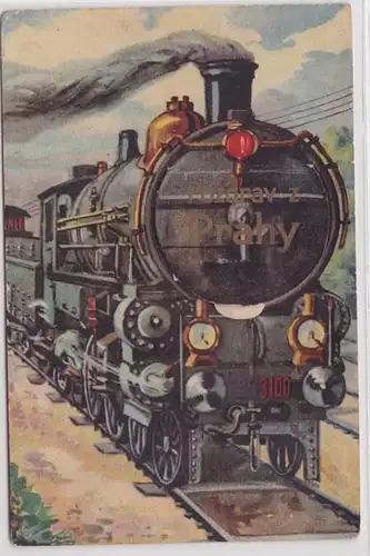 99708 Leporello Ak Pozdrav z Prahy mit Dampflokomotive um 1930