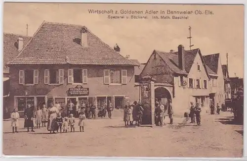 87709 Feldpost Ak Wirtschaft zum goldenen Adler in Bennweier Ob.-Elsass 1915