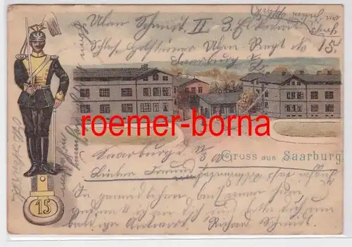 82894 Ak Lithographie Gruß aus Saarburg in Lothringen Kaserne 1900
