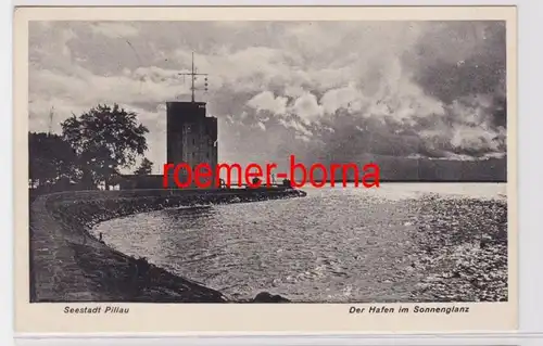 82640 Ak La ville maritime de Pillau Baltijsk Le port dans le soleil brillance 1940