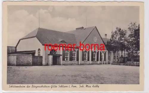84201 Ak Schlawe Slawno in Pommern Schützenheim der Bürgerschützen Gilde um 1930