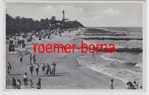 85032 Ak Seebad Horst (Niechorze) Plage avec phare 1941