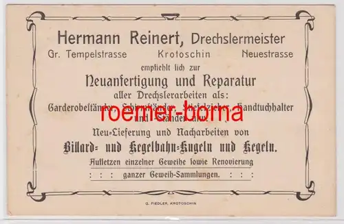 83465 Publicité Carte postale Drechslermeister Herman Reinert Krotoshin vers 1900