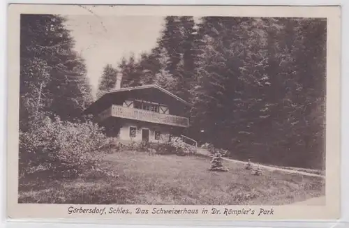 89502 Ak Görbersdorf Schlesien das Schweizerhaus in Dr.Römplers Park 1927