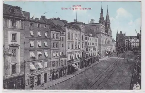 93120 Feldpost Ak Liegnitz kleiner Ring mit Stadttheater 1915