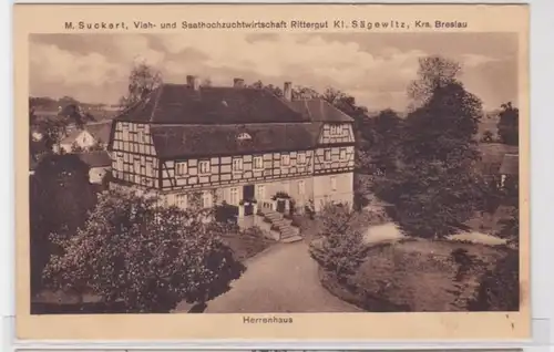 94011 Ak Klein Sägewitz Kreis Breslau Rittergut, Saathochzuchtwirtschaft um 1930