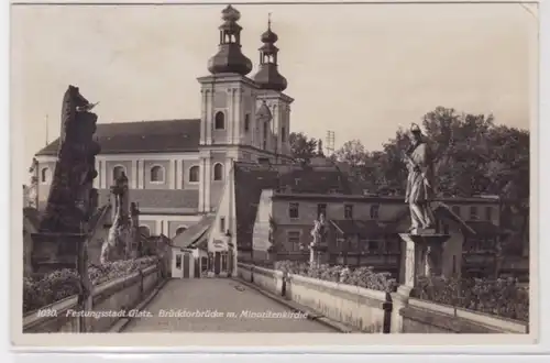 98185 Ak Festungsstadt Glatz Brücktorbrücke mit Minoritenkirche 1936