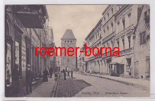13834 Ak Konitz Wpr. Schlochauer Strasse avec des magasins autour de 1920