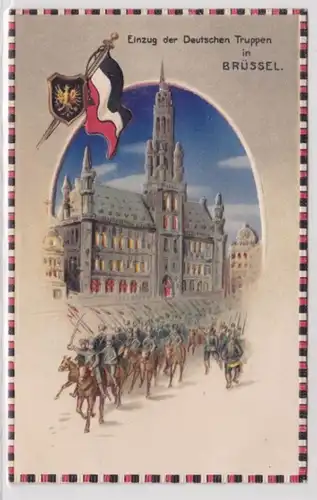 38792 Arrêt contre la lumière Ak Embarquement des troupes allemandes à Bruxelles