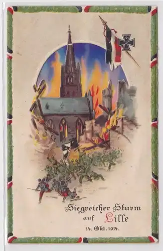 15424 Arrêtez la Lumière Ak Storm victorieuse sur Lille 14 octobre 1914