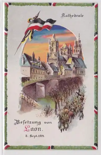 95350 Arrêt contre l'occupation de la lumière Ak par Laon 9 septembre 1914 Cathédrale