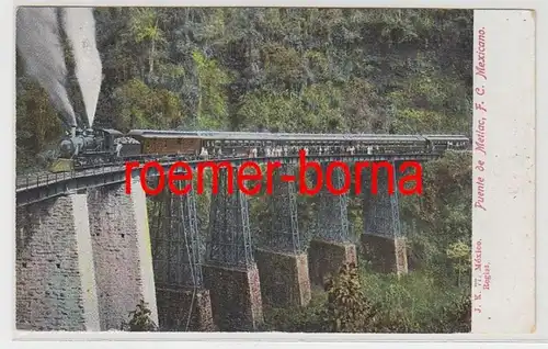 82373 Ak Mexiko Dampflokomotive auf Brücke Puente de Metlac um 1910