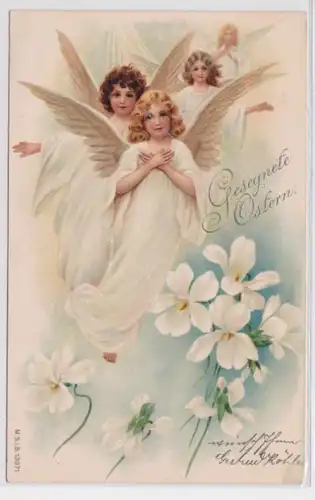 24119 Bénis Pâques Ak 4 Anges et fleurs 1902
