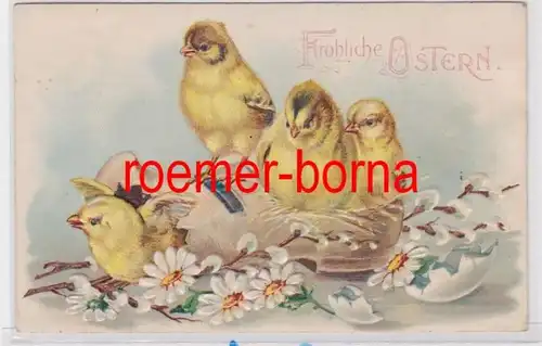 86231 Ak Joyeux Pâques. Poussins éclos d'une pantine en bois 1911