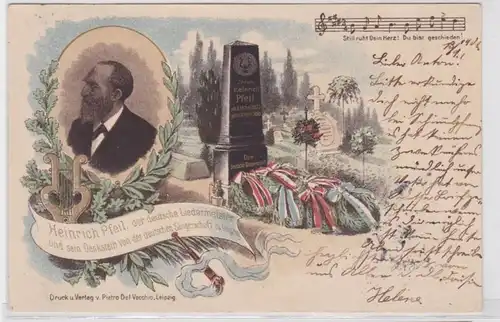 88124 Chant AK Heinrich Flèche, le maître de chanson allemand et sa pierre de pensée 1901