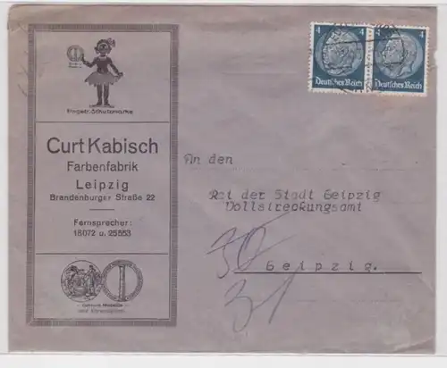 82535 Publicité Enveloppe de lettre Leipzig Curt Kabisch Farbenfabrik 1933