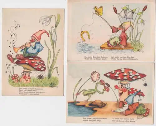 97557/3 Ak Nains et champignons de mouche Ursula Spenz vers 1940