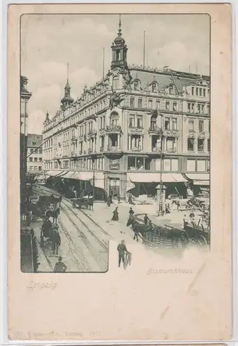 86987 AK Leipzig Bismarckhaus avec des calèches à cheval vers 1910