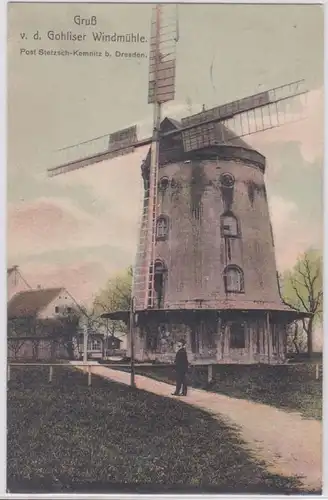 87088 AK Post Stetzsch-Kemnitz b. Dresde - Salutation de Gohliser Windmühle