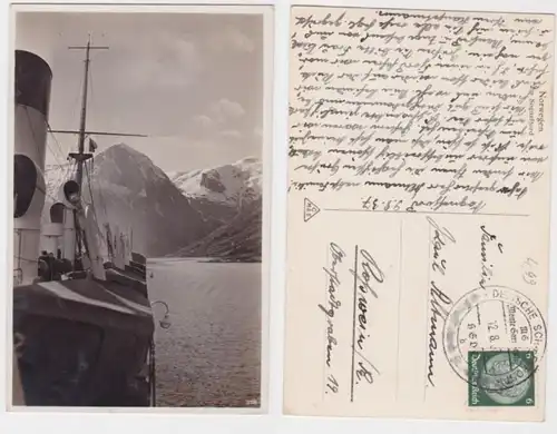 95840 Ak Norwegen Dampfer im Sognefjord 1937