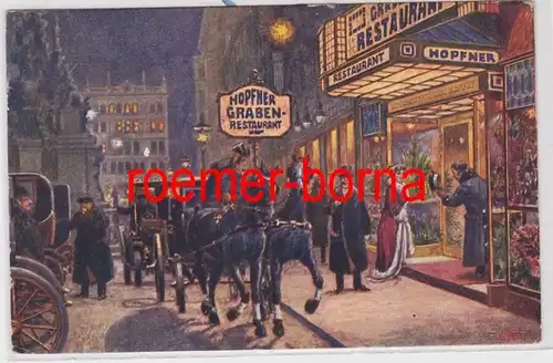 85142 Künstler Ak Wien Hopfner's Graben-Restaurant Entrée um 1910