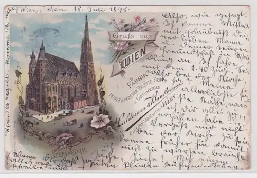 97042 Publicité Ak Lithographie Gruss de Vienne 1898