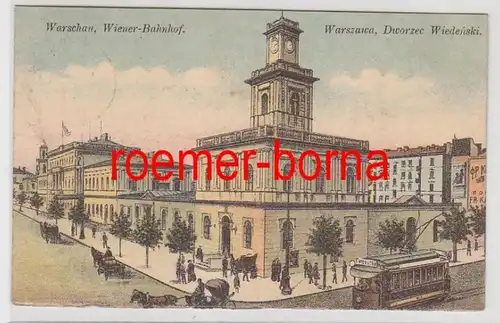 82474 Feldpost Ak Varsovie Wiener Bahnhof 1915