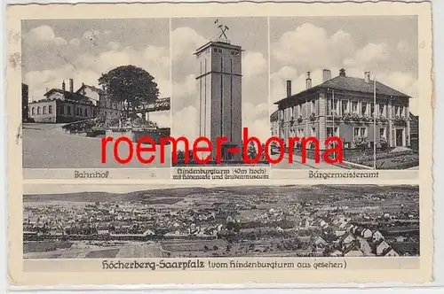 84313 Mehrbild Ak Höcherberg-Saarpfalz Bahnhof, Hindenburgturm usw. 1939
