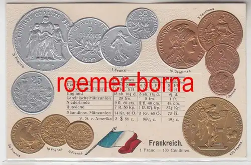 83593 Präge Ak mit Münzabbildungen Frankreich um 1920