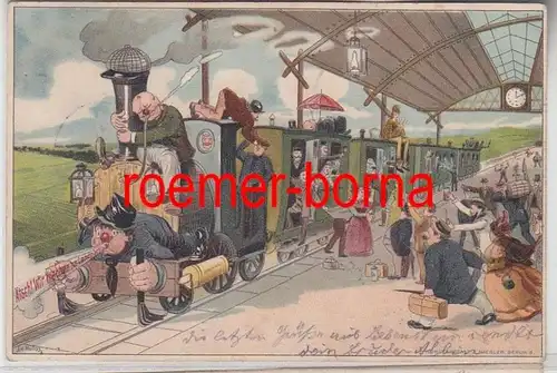 83638 Artiste Ak Humor Rail 'Atsch! Nous faisons une partie de campagne' 1899