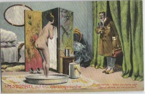 92363 Artiste AK Messonkel à la recherche d'appartement - homme surpris dame nue