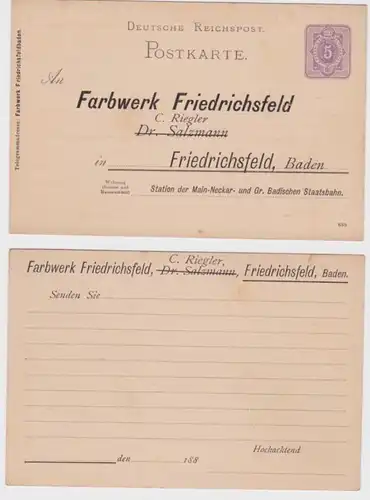 02234 Carton postal P18 Impression en couleurs Friedrichsfeld C. Riegler 1888