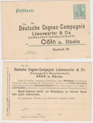 03934 DR Ganzsache Postkarte P64 Zudruck dt. Cognac-Compagnie Löwenwarter Cöln