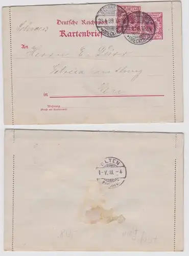 04128 DR Ganzsachen Kartenbrief K7 Schwerin nach Olten (Schweiz) 1898
