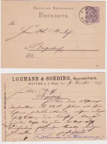 04406 Ganzsachen Postkarte P18 Zudruck Lohmann & Soeding Gussstahl Witten 1887