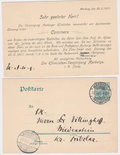 05765 DR Carton postale P64 tirage Association des cliniques Marburg 1907