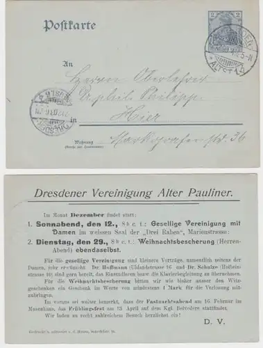 06762 DR Ganzsachen Postkarte P63 Zudruck Dresdener Vereinigung Alter Pauliner