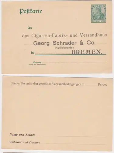 09233 DR Ganzsachen Postkarte P50 Zudruck Cigarren-Fabrik Schrader & Co. Bremen